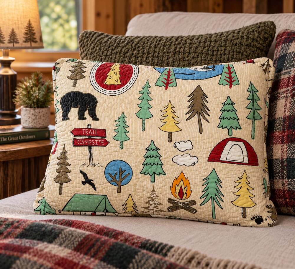 Virah Bella Woodland Campin Quilted Standard Pillow Sham 20 x 26